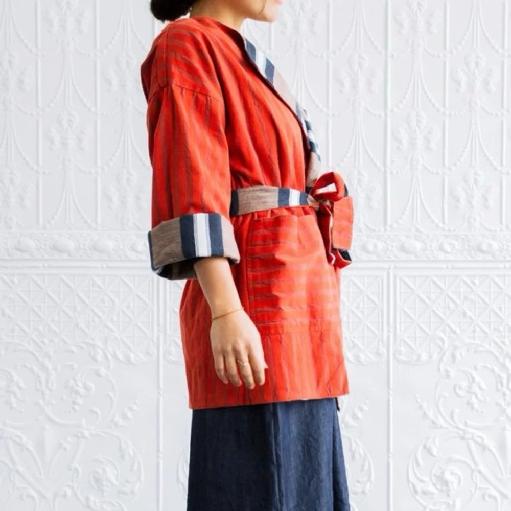 Ace and Jig Reversible Coat with Belt in Captain - Picture 3 of 7